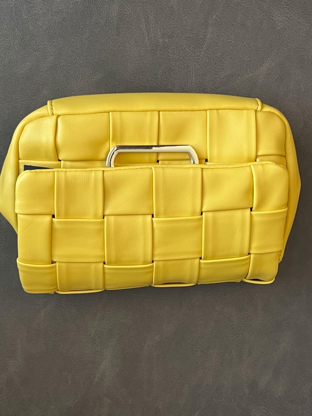 Yellow Woven Leather Clutch Bag